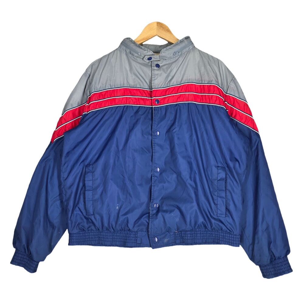 PORSCHE MOTORSPORTSWEAR JACKET – BLUE/GRAY/RED – VINTAGE 80's – MEN'S SIZE XL